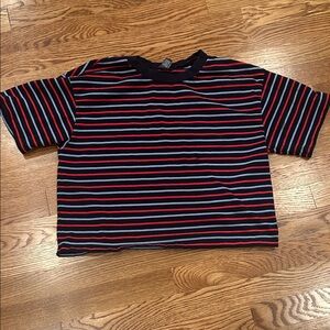 Forever 21 Cropped Striped Tee - Navy, Red, Blue
